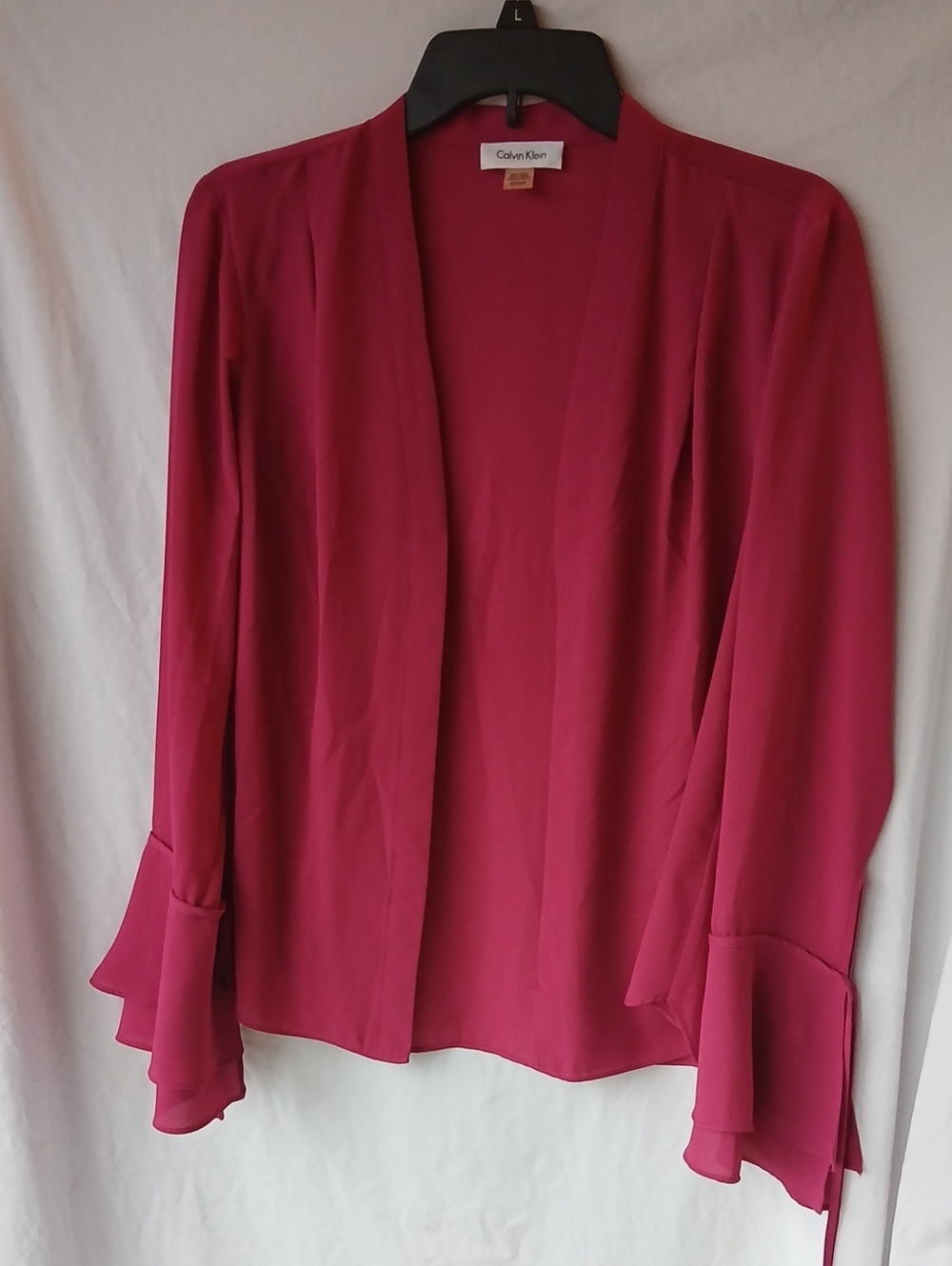 Calvin Klein Fuchsia Open-Front Blouse with Layered Bell Cuffs